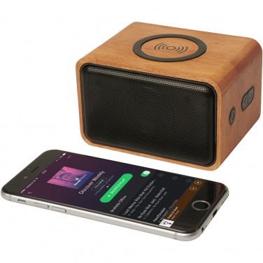 Logotrade promotional merchandise photo of: Wooden 3W speaker with wireless charging pad