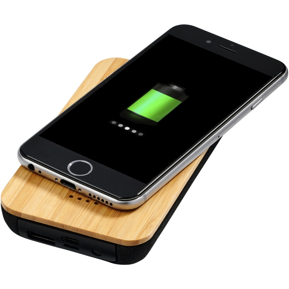 Logo trade promotional giveaways picture of: Future 6000 mAh bamboo/fabric wireless power bank