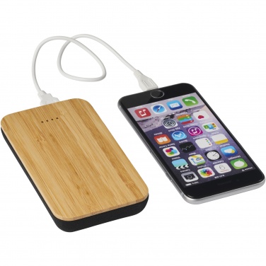 Logo trade promotional items image of: Future 6000 mAh bamboo/fabric wireless power bank