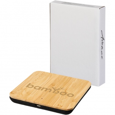 Logotrade promotional merchandise image of: Leaf 5W bamboo and fabric wireless charging pad