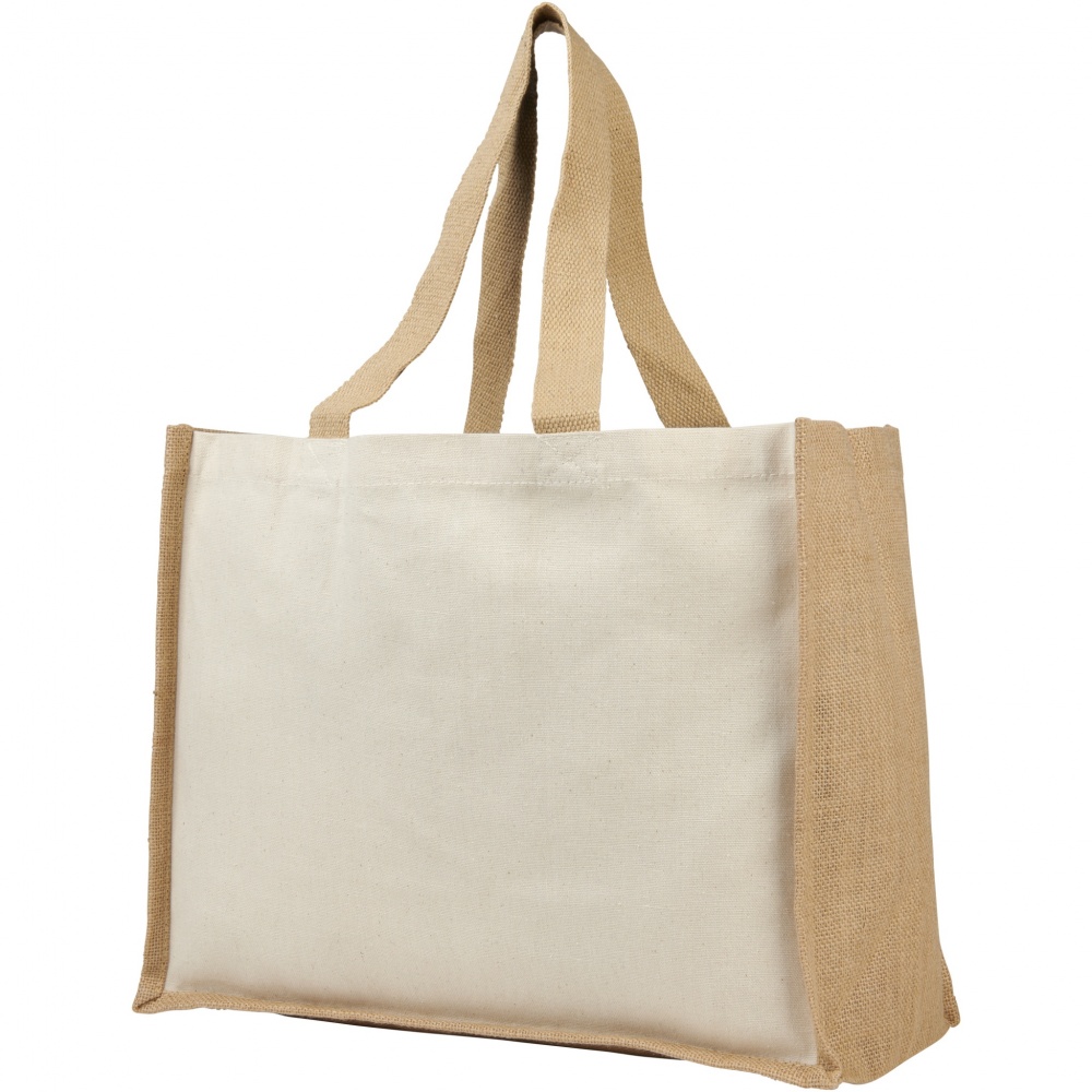 Logo trade corporate gifts image of: Varai 320 g/m² canvas and jute shopping tote bag 23L