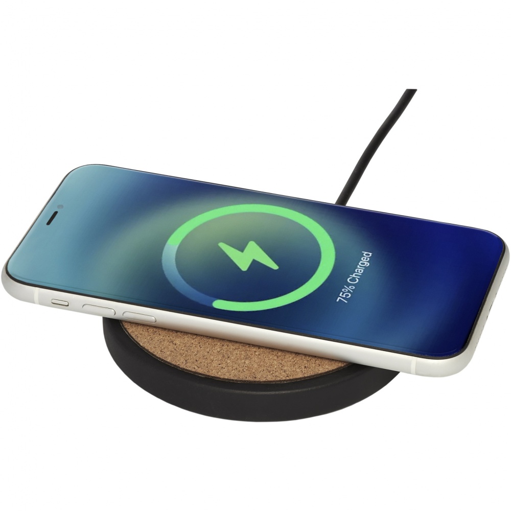 Logotrade promotional product picture of: Kivi 10W limestone/cork wireless charging pad