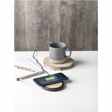 Logo trade business gifts image of: Kivi 10W limestone/cork wireless charging pad