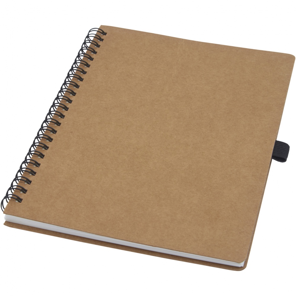 Logo trade promotional merchandise photo of: Cobble A5 wire-o recycled cardboard notebook with stone paper