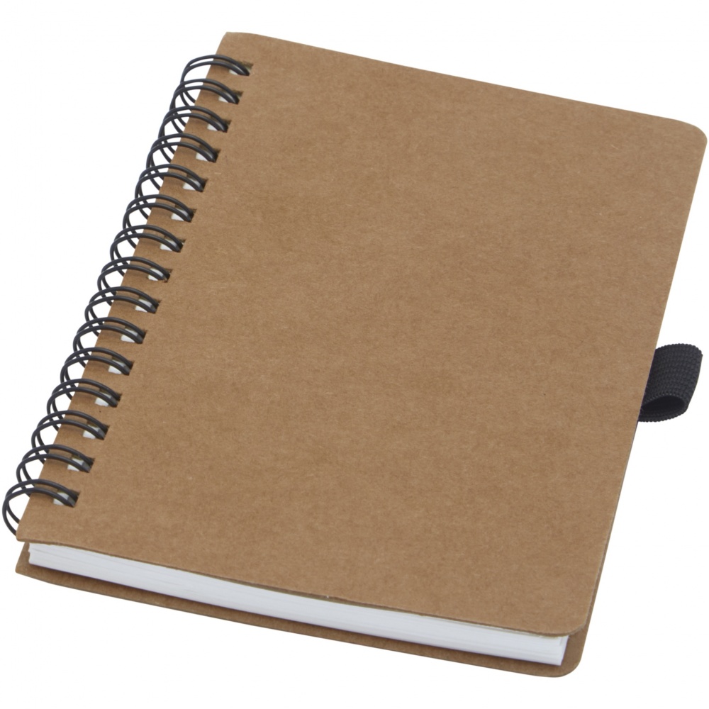 Logo trade promotional item photo of: Cobble A6 wire-o recycled cardboard notebook with stone paper