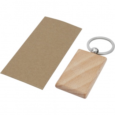 Logo trade promotional products image of: Gian beech wood rectangular keychain