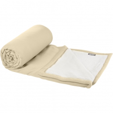 Logo trade promotional gifts picture of: Marigold GRS certified RPET polar fleece and sherpa blanket