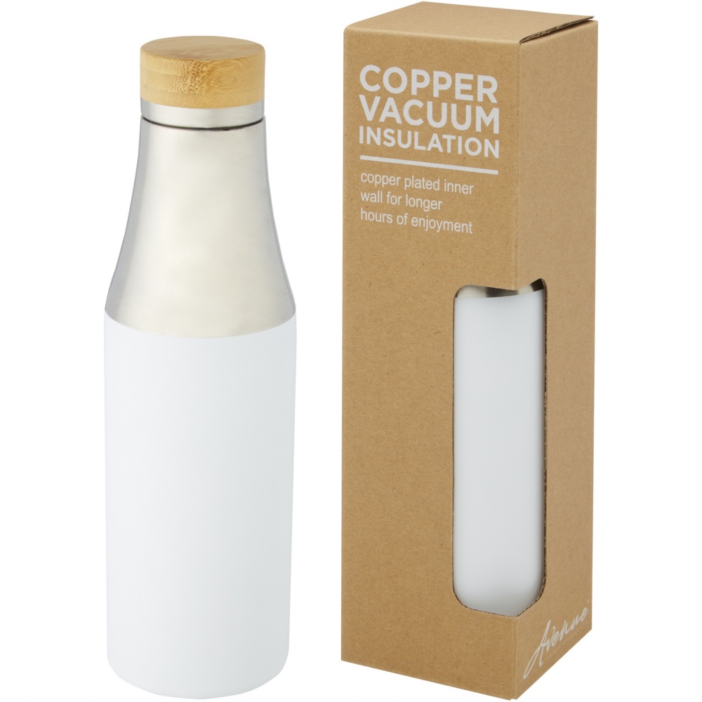 Logo trade promotional gifts image of: Hulan 540 ml copper vacuum insulated stainless steel bottle with bamboo lid