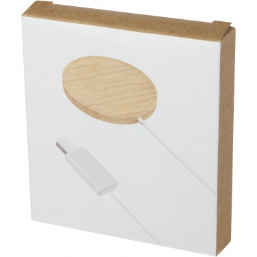 Logo trade promotional products image of: Atra 10W bamboo magnetic wireless charging pad