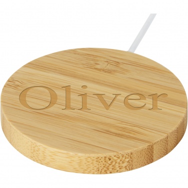 Logo trade corporate gifts image of: Atra 10W bamboo magnetic wireless charging pad