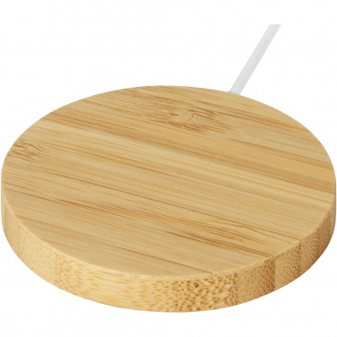 Logo trade promotional item photo of: Atra 10W bamboo magnetic wireless charging pad