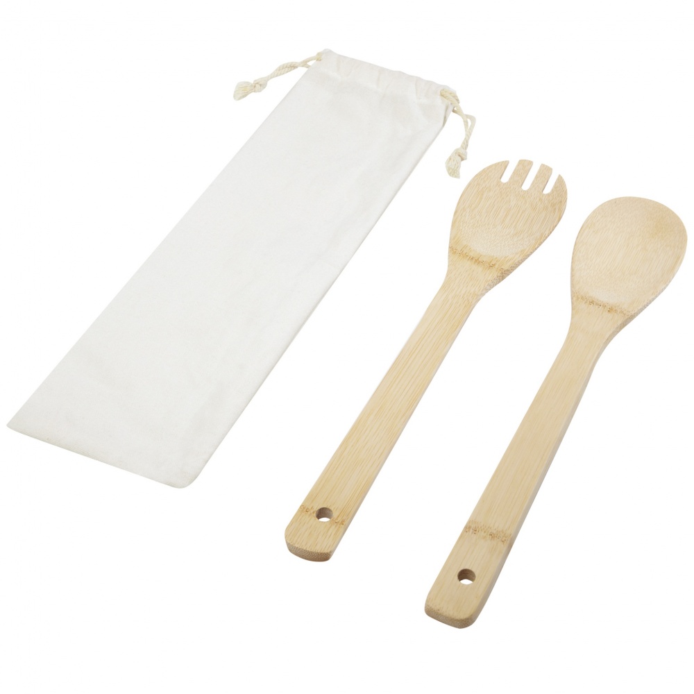 Logo trade advertising products image of: Endiv bamboo salad spoon and fork