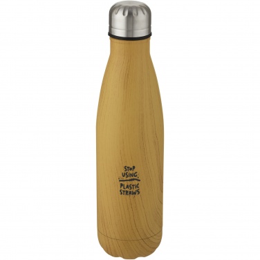 Logo trade promotional merchandise image of: Cove 500 ml vacuum insulated stainless steel bottle with wood print