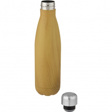 Logo trade promotional giveaways image of: Cove 500 ml vacuum insulated stainless steel bottle with wood print