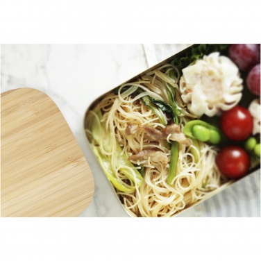 Logo trade advertising products image of: Tite stainless steel lunch box with bamboo lid