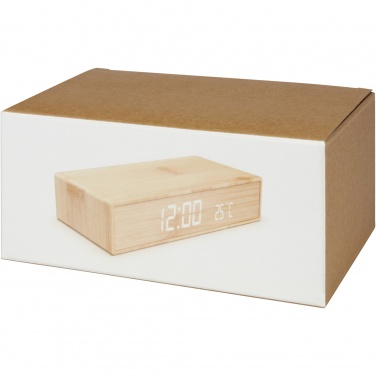 Logotrade promotional gift image of: Minata bamboo wireless charger with clock