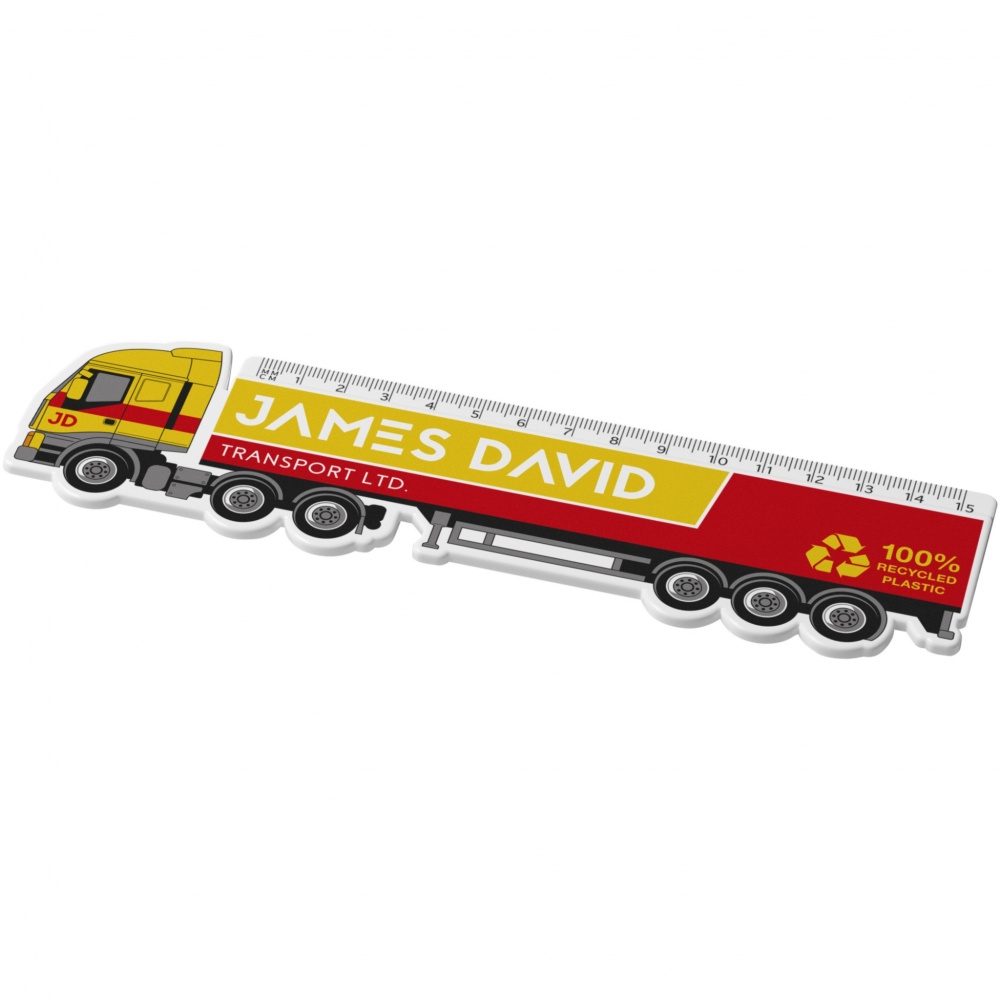 Logo trade advertising products image of: Tait 15 cm lorry-shaped recycled plastic ruler