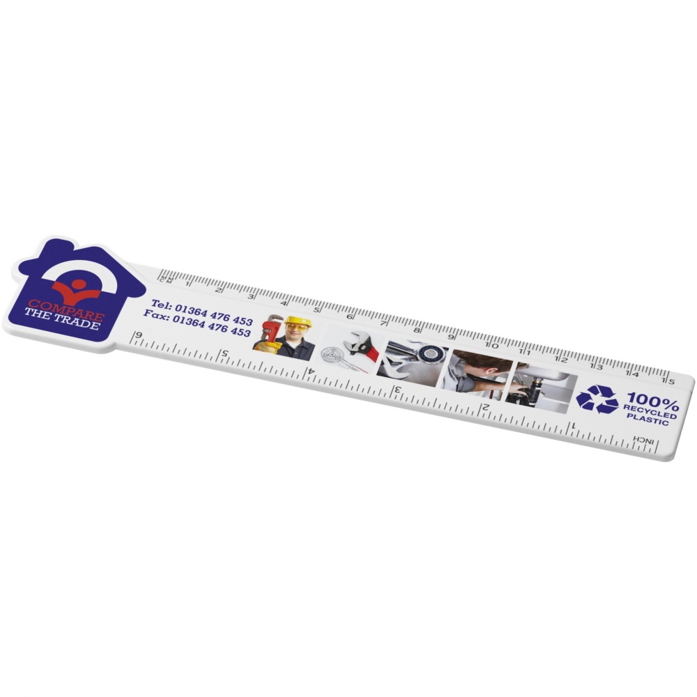 Logotrade promotional giveaway image of: Tait 15 cm house-shaped recycled plastic ruler