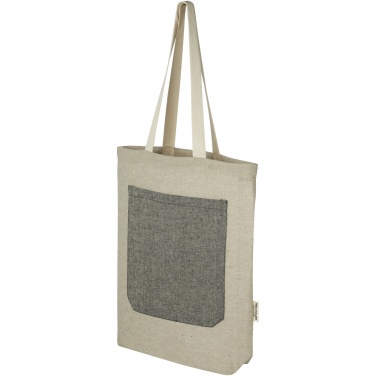 Logotrade advertising product picture of: Pheebs 150 g/m² recycled cotton tote bag with front pocket 9L