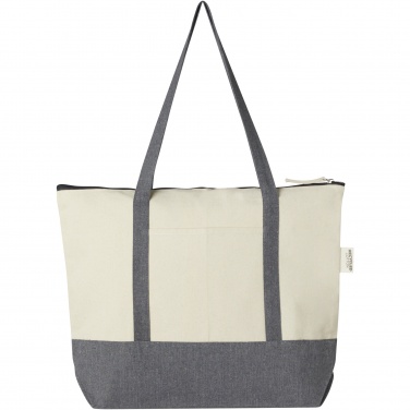 Logo trade promotional giveaways image of: Repose 320 g/m² recycled cotton zippered tote bag 10L