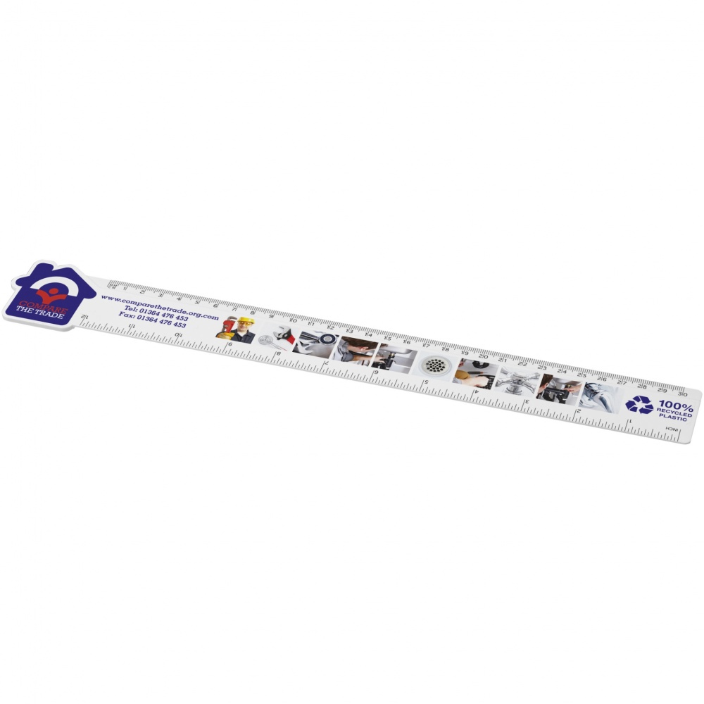 Logo trade promotional products image of: Tait 30cm house-shaped recycled plastic ruler