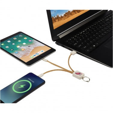 Logo trade promotional products picture of: Bates wheat straw and cork 3-in-1 charging cable