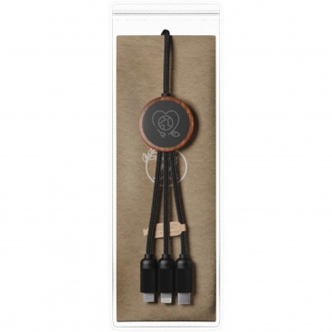 Logotrade advertising product picture of: SCX.design C36 3-in-1 rPET light-up logo extended charging cable with round bamboo casing