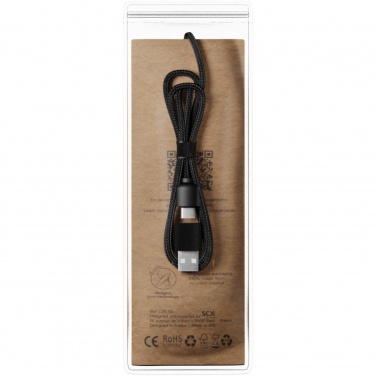 Logotrade corporate gift image of: SCX.design C40 5-in-1 rPET light-up logo charging cable and 10W charging pad