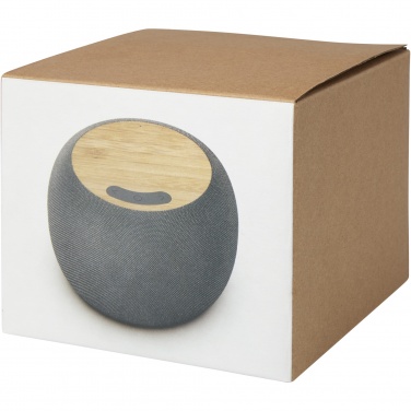 Logo trade advertising products picture of: Ecofiber bamboo/RPET Bluetooth® speaker and wireless charging pad