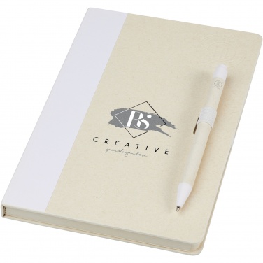 Logo trade promotional giveaways image of: Dairy Dream A5 size reference recycled milk cartons notebook and ballpoint pen set