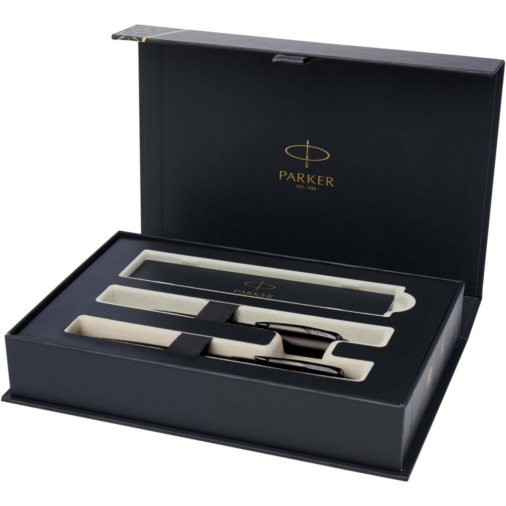 Logotrade corporate gift image of: Parker IM achromatic ballpoint and rollerball pen set with gift box