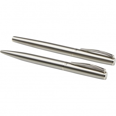 Logotrade business gift image of: Didimis recycled stainless steel ballpoint and rollerball pen set