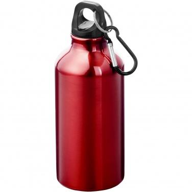 Logotrade business gift image of: Oregon 400 ml RCS certified recycled aluminium water bottle with carabiner