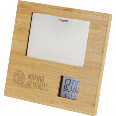 Logotrade promotional item picture of: Sasa bamboo photo frame with thermometer