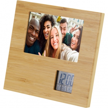 Logo trade promotional items image of: Sasa bamboo photo frame with thermometer