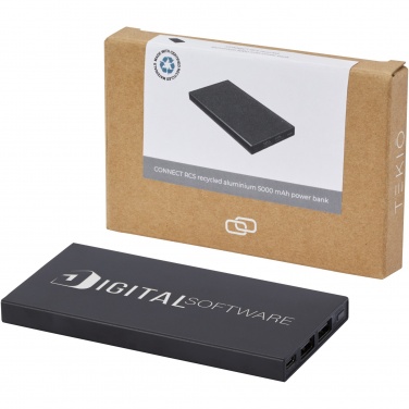 Logo trade corporate gift photo of: Connect 5000 mAh recycled aluminium power bank 