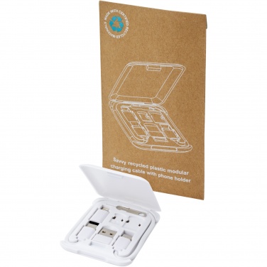 Logo trade promotional products picture of: Savvy recycled plastic modular charging cable with phone holder