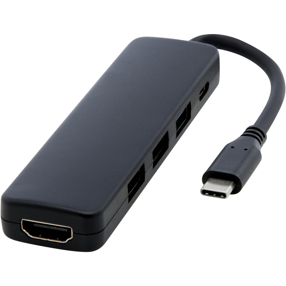 Logo trade promotional merchandise photo of: Loop RCS recycled plastic multimedia adapter USB 2.0-3.0 with HDMI port