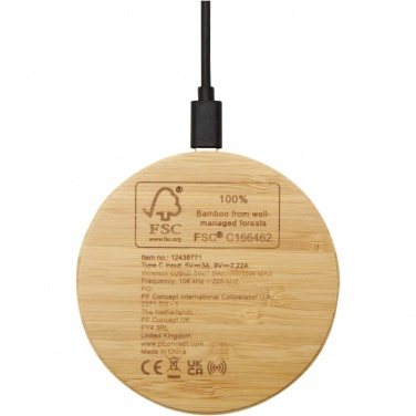 Logo trade promotional gift photo of: Essence 15W bamboo wireless charging pad
