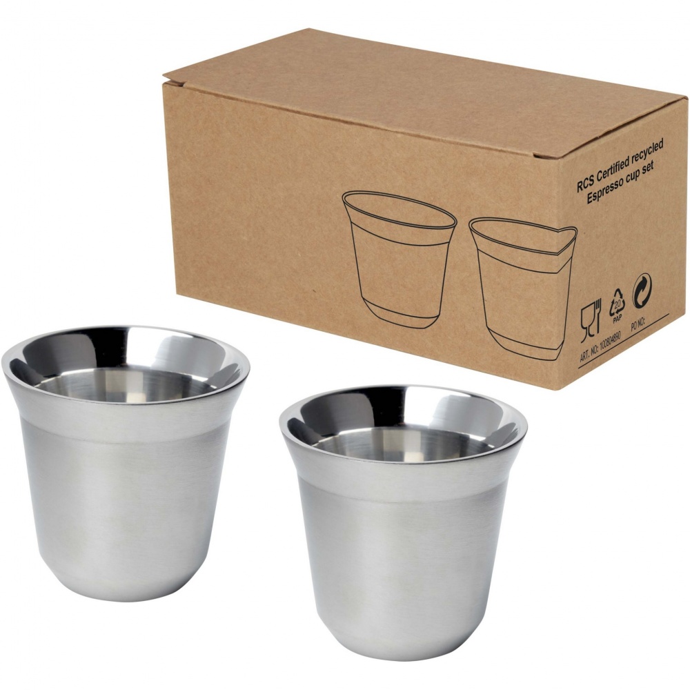 Logotrade advertising products photo of: Duo 80 ml RCS certified stainless steel espresso cup set 