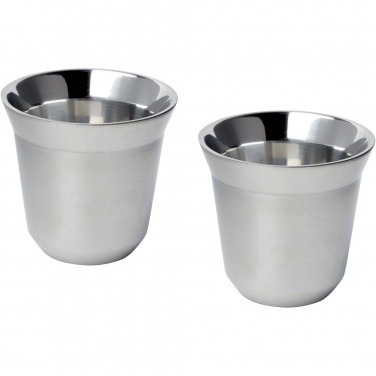 Logo trade business gifts image of: Duo 80 ml RCS certified stainless steel espresso cup set 