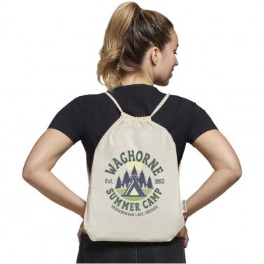 Logo trade corporate gifts picture of: Oregon 140 g/m² GRS recycled cotton drawstring bag