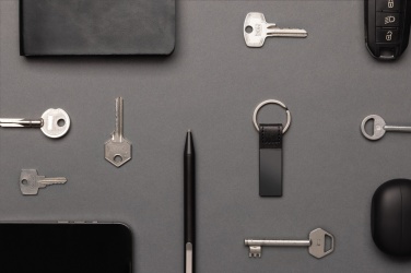 Logo trade promotional giveaway photo of: Luxury PU keychain RCS recycled zinc alloy