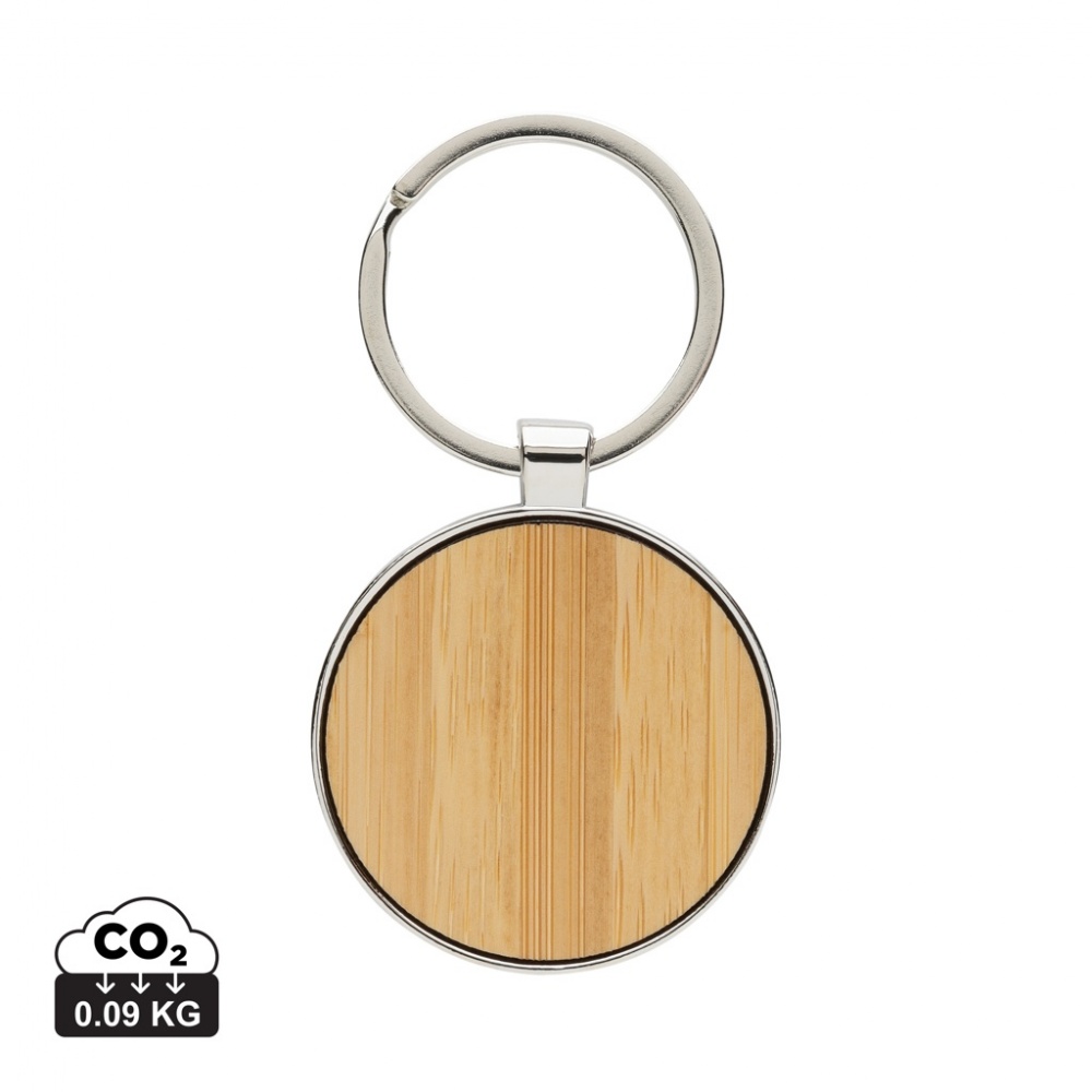 Logotrade advertising product image of: RCS recycled zinc alloy round keychain with bamboo
