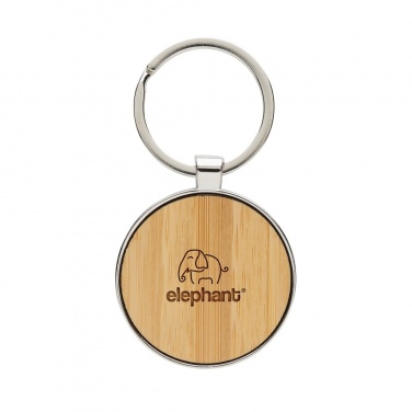Logotrade promotional merchandise image of: RCS recycled zinc alloy round keychain with bamboo