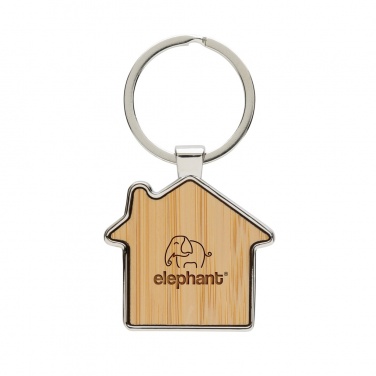 Logotrade promotional gift picture of: RCS recycled zinc alloy house keychain with bamboo