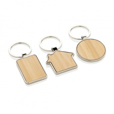Logo trade promotional gifts picture of: RCS recycled zinc alloy house keychain with bamboo
