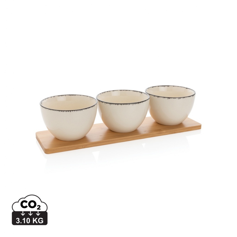 Logo trade corporate gifts image of: Ukiyo 3pc serving bowl set with bamboo tray
