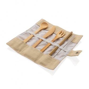 Logo trade promotional merchandise picture of: Reusable bamboo travel cutlery set