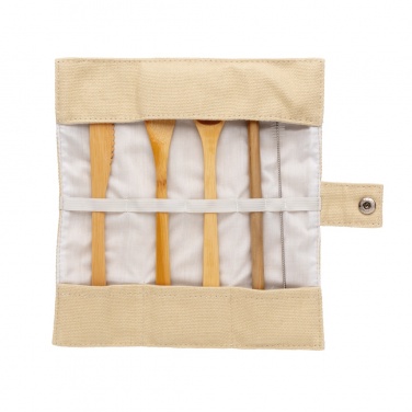 Logo trade promotional merchandise picture of: Reusable bamboo travel cutlery set